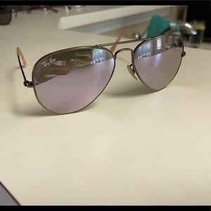 Used RayBan 55mm (smaller size) purple aviators with case, does have scratches